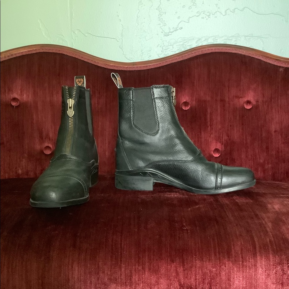 Black leather riding boots